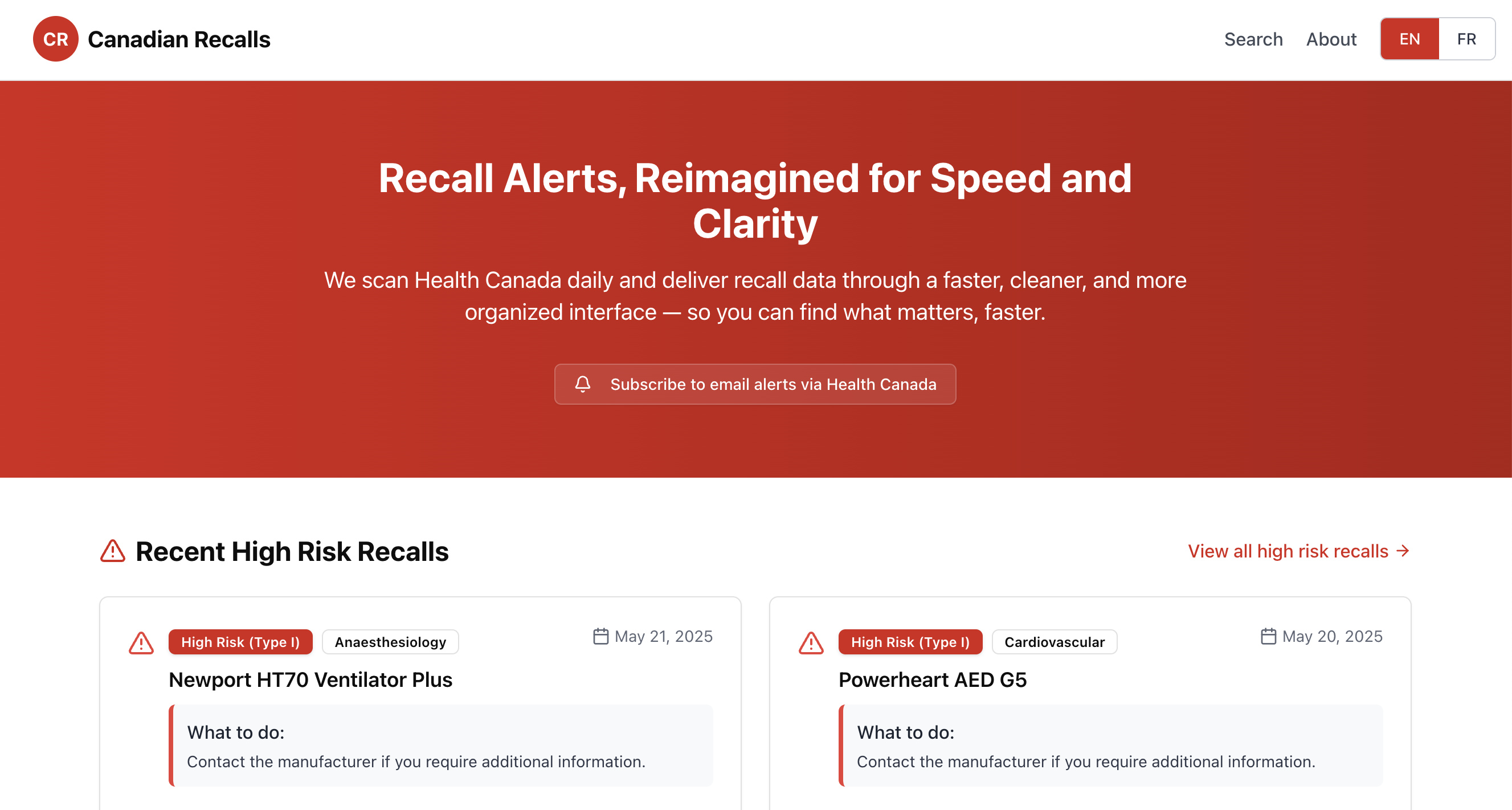 Project Canadian Recalls